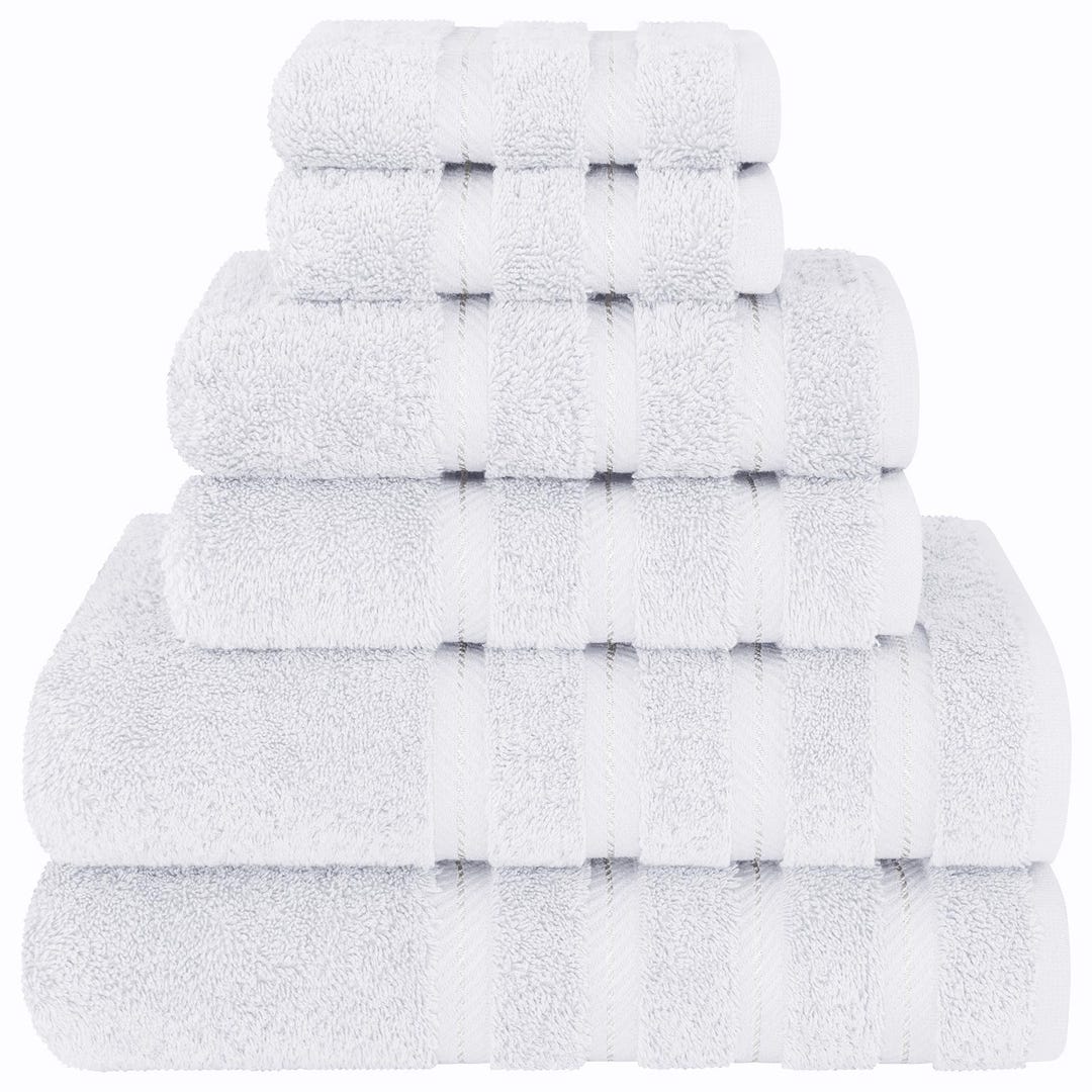 6 Piece Bath Towel Set Premium 100% Cotton Towels, 2 Bath Towels 2 Hand ...