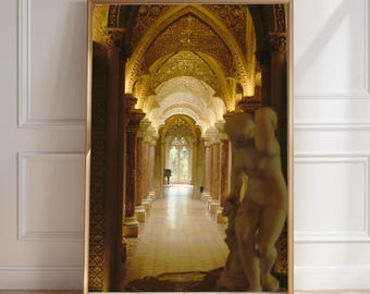 Monserrate Palace Sintra Print |  Moorish Architecture Corridor Photography | Portugal Interior Wall Art | Horseshoe Arches Decor