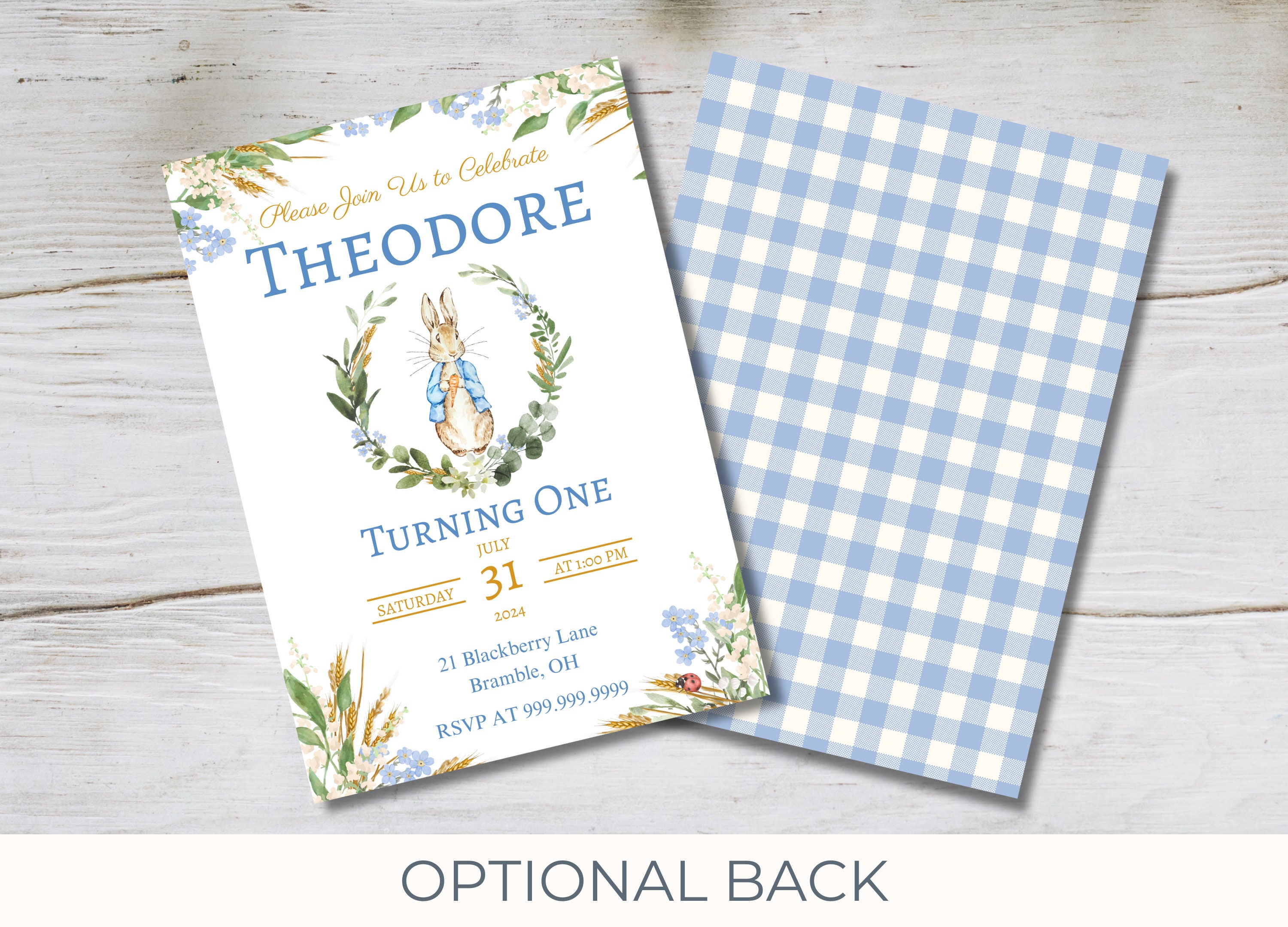 Editable Peter Rabbit Birthday Invitation, Blue Classic Peter Rabbit ...