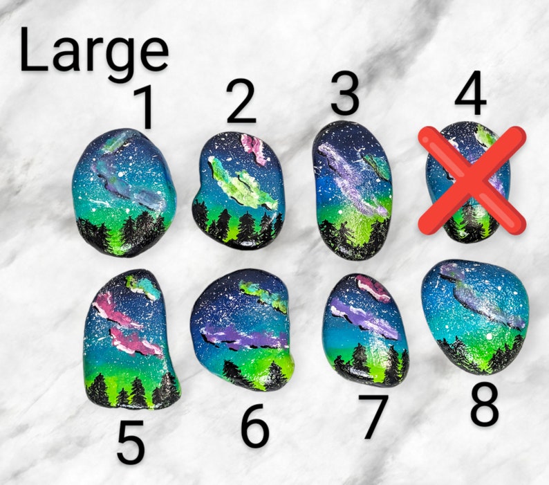 Northern Lights Painted Rocks Stars Rock Art Handpainted Etsy