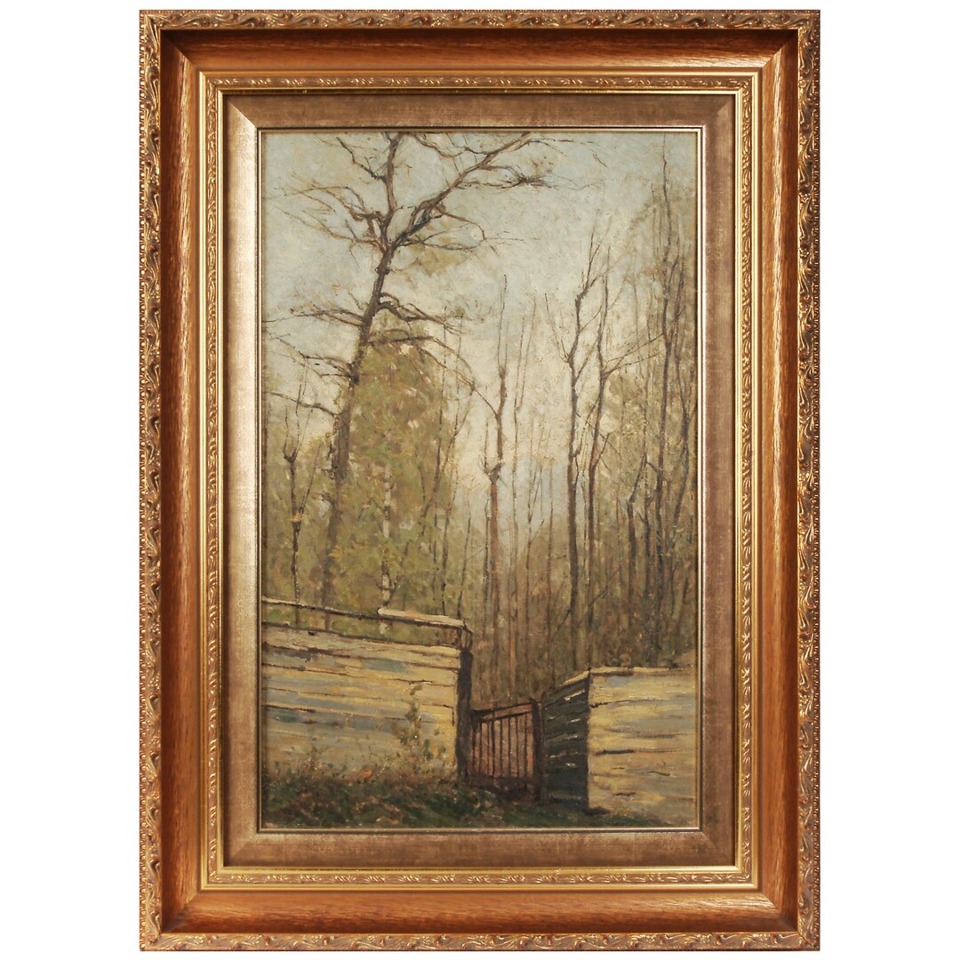 【ヨーロッパの静かな風景】ヴィンテージ油絵 風景画｜森の自然風景｜ルーマニア入手 絵画「森の風景」、ヨーロッパ、19世紀後半 - Etsy 日本
