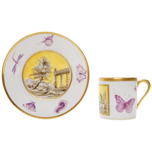 Porcelain coffee cup and saucer, Raynaud & Co Limoges, France, Limoges, 1985