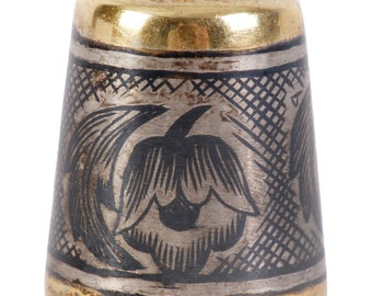 Silver thimble, Severnaya Chern, Russia (USSR), Veliky Ustyug, 1969