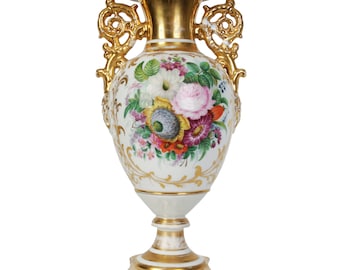 Porcelain decorative vase with flowers, Kornilov Brothers Porcelain Factory, Russia (Russian Empire), Saint Petersburg, 1840 - 1861