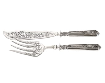 Silver fish serving set, Gross Armand, France, Paris, end of 19th century