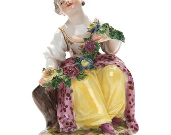 Porseleinen figuur "Meisje met bloemenslinger", Imperial & Royal Factory Wenen, Oostenrijk, Wenen, 1749 - 1770