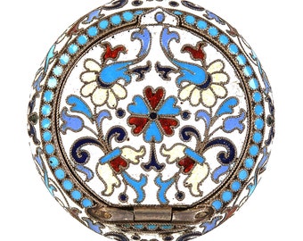 Silver and enamel pillbox, ВА, Russia (Russian Empire), Moscow, 1899 - 1908