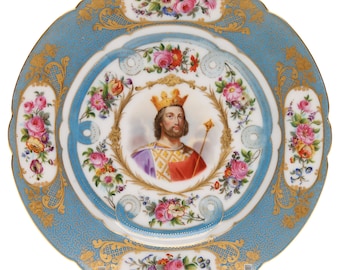 Porcelain decorative plate "Louis VII", France, middle of 19th century