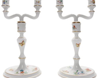 Set of two porcelain candlesticks, Herend, Hungary, 1960s