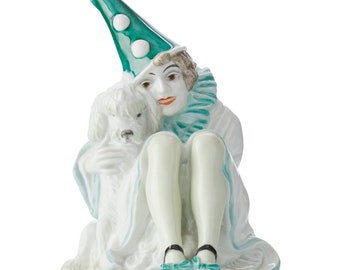 Figurine en porcelaine « Pierrette avec un caniche », Rosenthal, Constantin Holzer-Defanti, Allemagne, 1921 - 1922