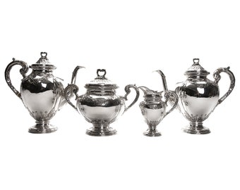 Juego de té y café de cuatro piezas en plata, Henri Ofti (OH), Francia, París, 1890 - 1903