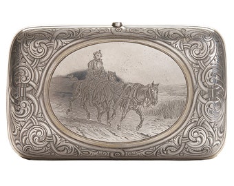 Silver cigarette case, Khlebnikov Ivan Petrovich (ИХ), Russia (Russian Empire), Moscow, 1882