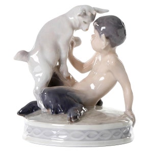 Porcelain figure &quot;Faun with goat&quot;, Royal Copenhagen, Denmark, Copenhagen, 1969