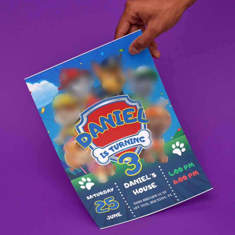 Kids Editable Birthday Invitation Template, Printable Birthday Party