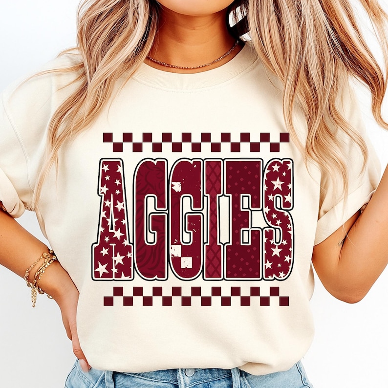 Checkered Aggies T-shirt Design • PNG • Game Day Checkered Digital ...