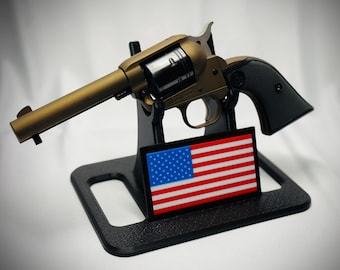 Black Pistol/Revolver Display Stand - Choose a Plaque