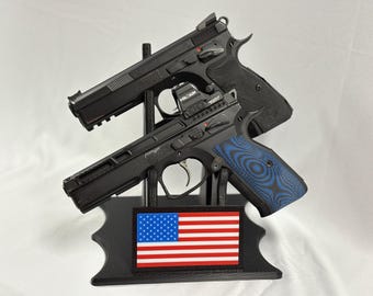Double Black Pistol/Revolver Display Stand - Choose a Plaque