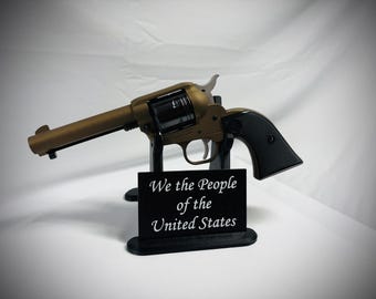 Minimalist Black Pistol/Revolver Display Stand - Choose a Plaque