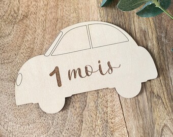 Carte étapes en bois bébé voiture / cartes étapes personnalisées pour bébé