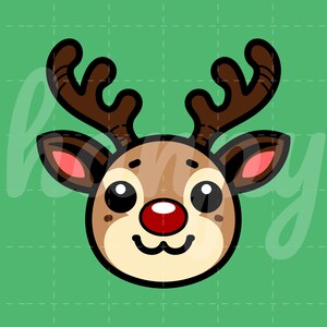 Cute Red-Nosed Reindeer SVG Christmas PNG New Years Gifts Vector Reindeer PNG