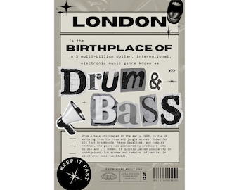 London Drum & Bass Poster, Electronic Music Wall Art