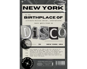 New York Disco Music Poster, Groovy Dorm Decor