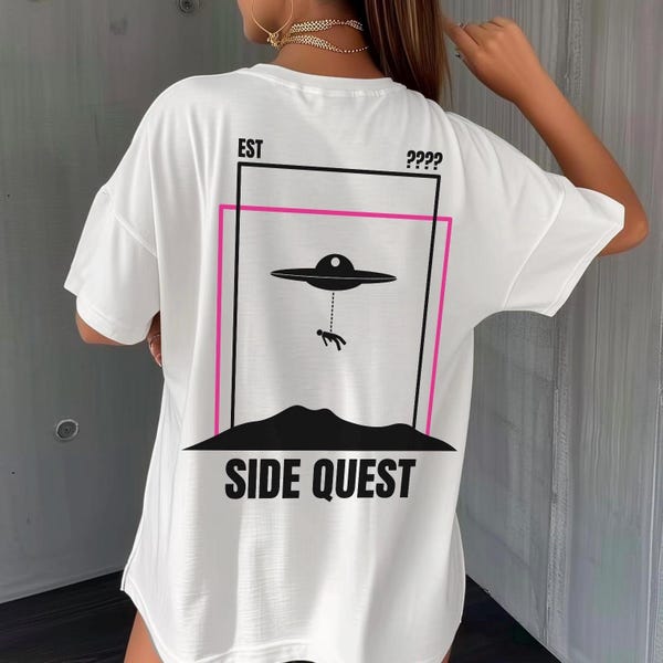 Camiseta Side Quest, Camiseta divertida para fiestas rave, Fiesta rave alienígena, Camiseta techno, Camiseta de música house, Camiseta EDM, Conjunto para fiestas rave de verano, Camiseta Rave Daddy