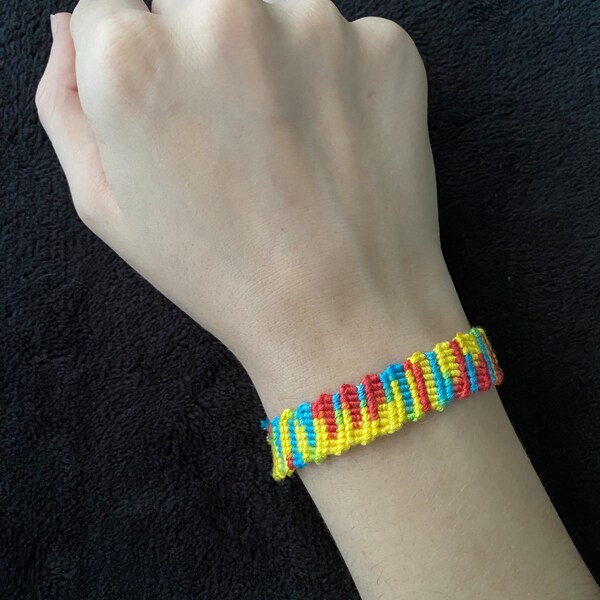 Rainbow FlipFlop Knotted Friendship Bracelet: braided ties, macrame, jewelry, embroidery thread