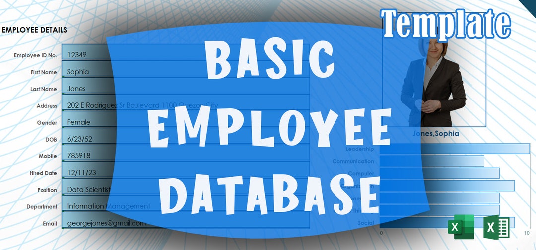 Simple Employee Database Template Excel Files Digital Xls Etsy