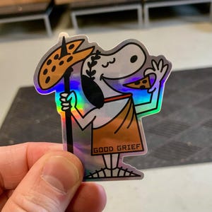 Little Snoop Sticker | pizza peanuts snoopy good grief rainbow holographic cheese detroit