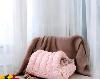 Cama aconchegante para cães e gatos, caverna dobrável confortável para animais de estimação, esconderijo de pelúcia para animais de estimação, almofada de feltro para cães e gatos, presente de Natal para animais de estimação