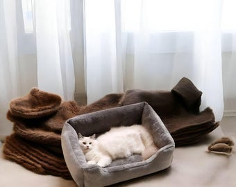 Cómodo y cálido cojín de felpa para perros y gatos, cama de fieltro para gatos, silla suave perfecta para perros y gatos, regalo para amantes de las mascotas, regalo de Navidad