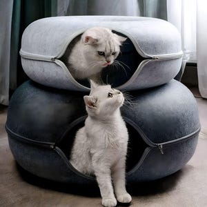 暖かくて心地よいドーナツ型の猫、犬、子猫用ベッド/ソファ、室内遊び場トンネル、ペット愛好家へのギフトに最適