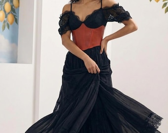 Roter Korsett Ledergürtel: Vintage Renaissance Stil, Übergrößen