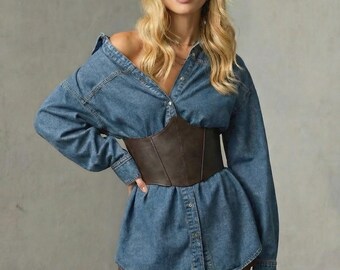 Underbust Corset: Leather Belt, Renaissance and Pirate Style - Custom Fit