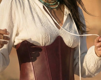 Leder Renaissance Unterbrust Korsett Gürtel - 8 Farben, Einstellbar Plus Größe