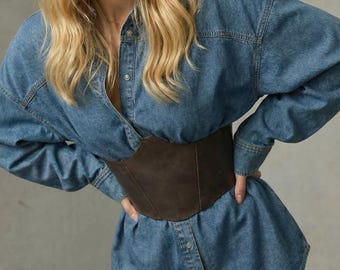 Leather Plus Size Corset Belt - Underbust Renaissance Costume