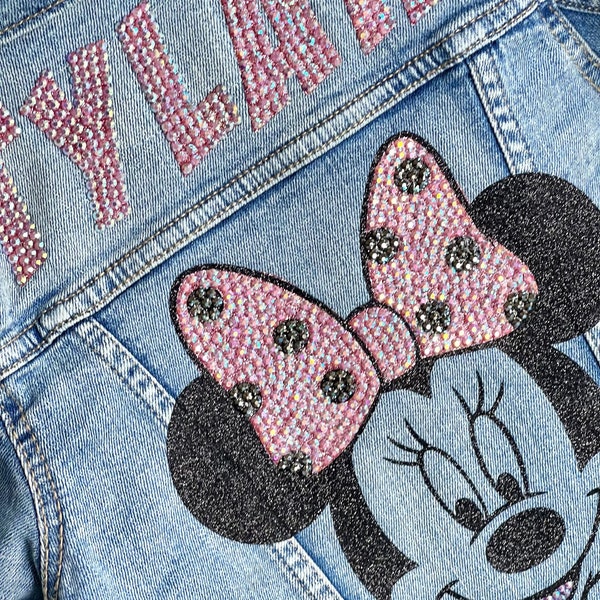 Girls crystal jean jackets, custom kids jacket with name, crystal jean jacket