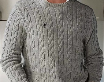 Ralph Lauren Maglione lavorato a trecce Elegante caldo girocollo a maniche lunghe Maglione unisex da uomo e da donna girocollo con scollo a V Idee regalo per lui lei