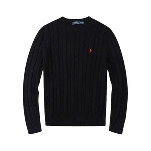 Pull en tricot torsadé Ralph Lauren, élégant et chaud, col rond, manches longues, pull unisexe, col rond, col en V, idées cadeaux pour homme et femme image 2