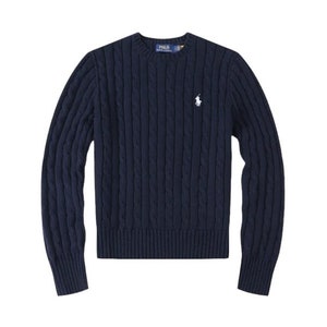 Pull en tricot torsadé Ralph Lauren, élégant et chaud, col rond, manches longues, pull unisexe, col rond, col en V, idées cadeaux pour homme et femme image 4