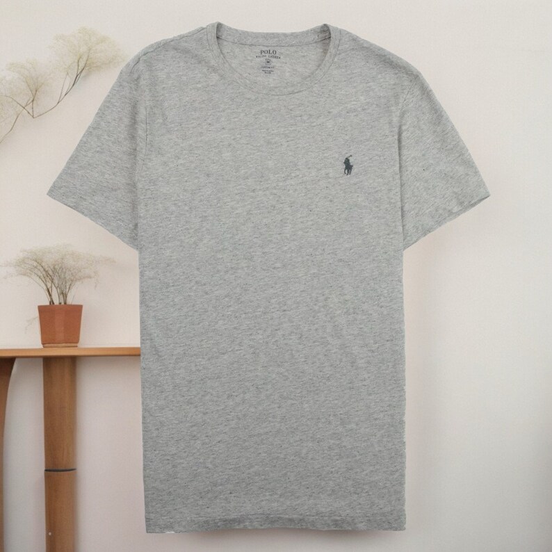 Ralph Lauren Mens Crew Neck T-Shirt Custom Slim Fit Style Short Sleeve Summer Tee Tops Summer T-Shirt Summer Shirts for Men Grey