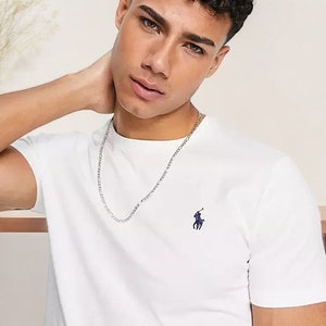 Ralph Lauren Mens Crew Neck T-Shirt Custom Slim Fit Style Short Sleeve Summer Tee Tops Summer T-Shirt Summer Shirts for Men White