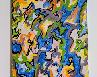 手作りオリジナル 8x10 アクリル抽象画 - 抽象的な感情 - Etsy 日本