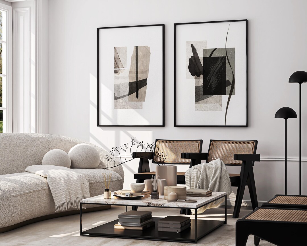 Japandi Wabi Sabi Wall Art Set of 2 Abstract Prints | Textured Gallery ...