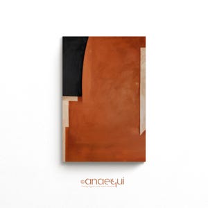 Contemporary Abstract Art Painting, Modern Expressive Abstract Wall Art in Black Orange & Beige Tones, Premium Digital Artwork Printable