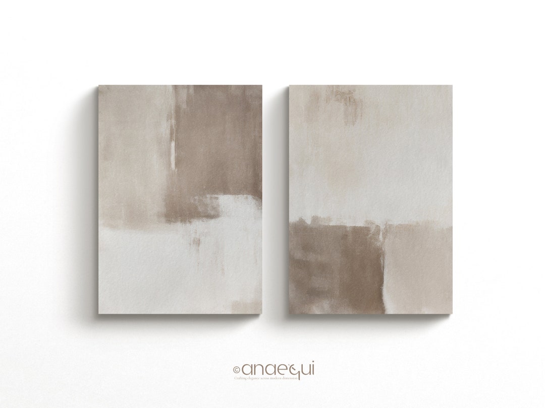 Modern Neutral Abstract Printable Wall Art Set of 2, Earthy & Neutral ...