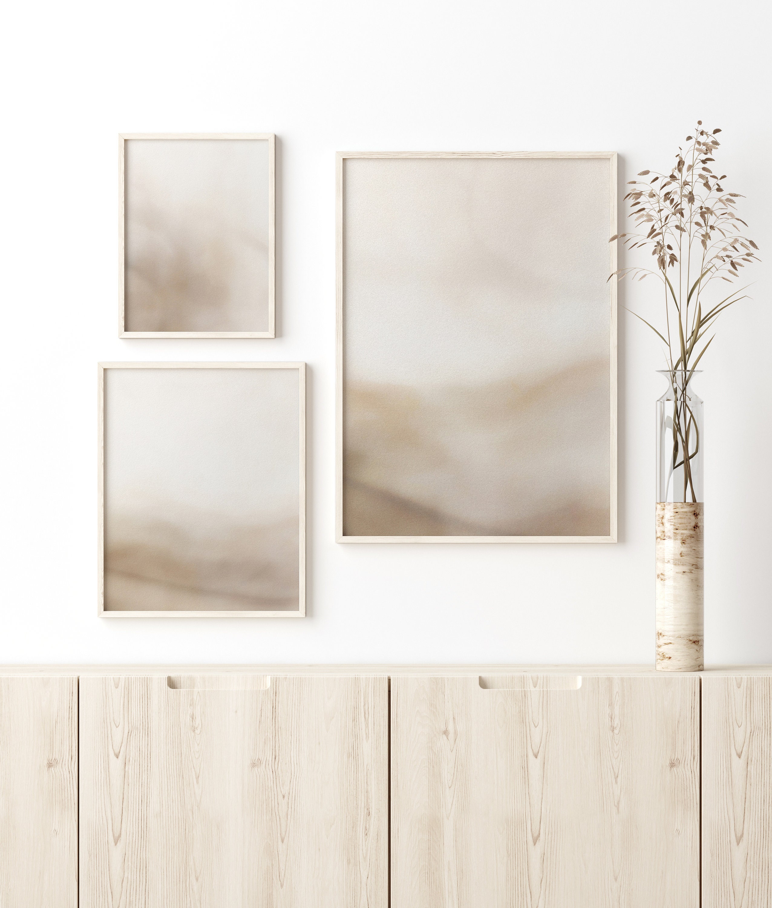 Neutral Abstract Art Prints Set of 3 | Beige Minimalist Triptych ...