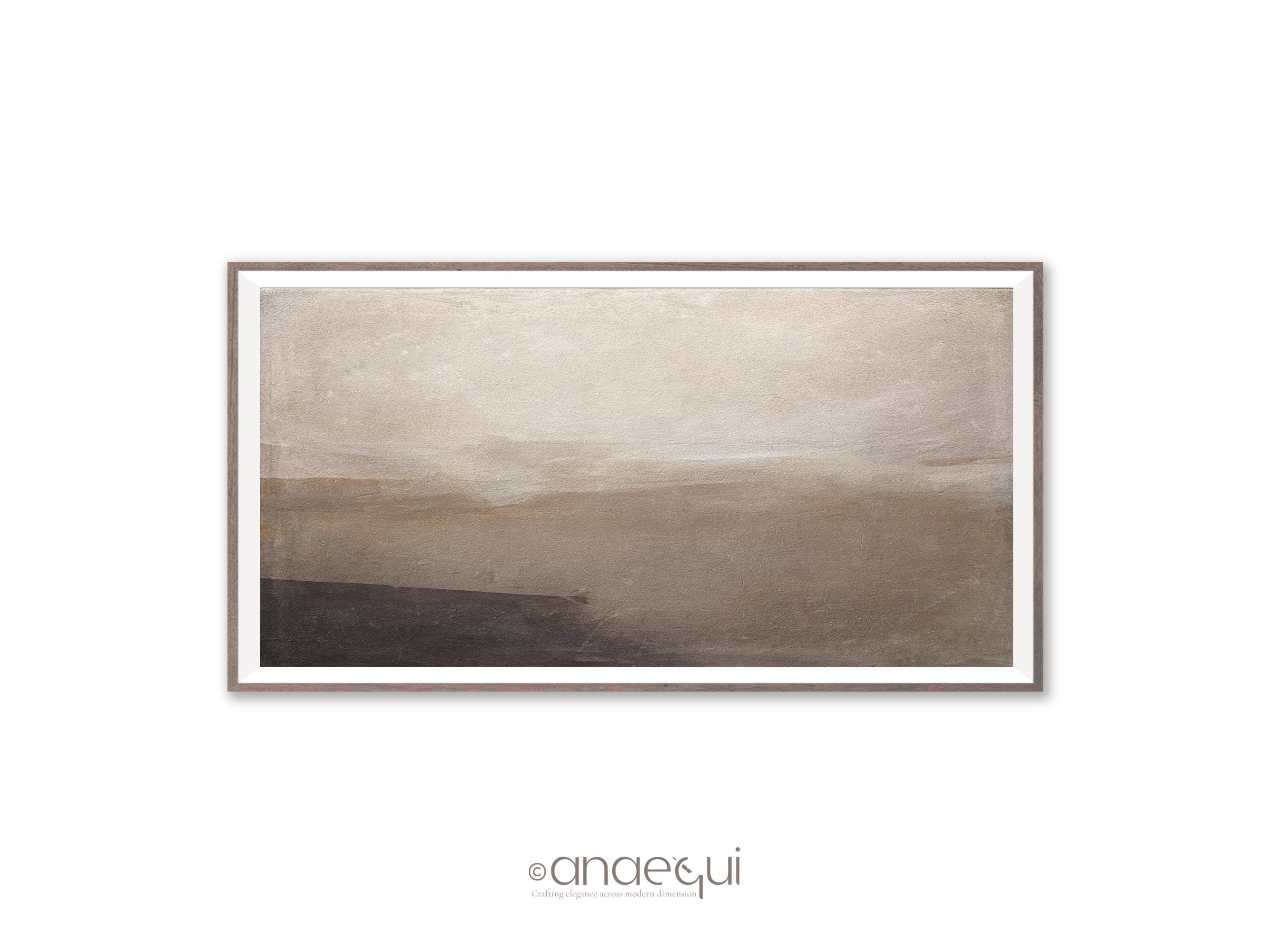 Neutral Abstract Landscape Print Above Sofa, Beige Taupe Horizon Wall ...