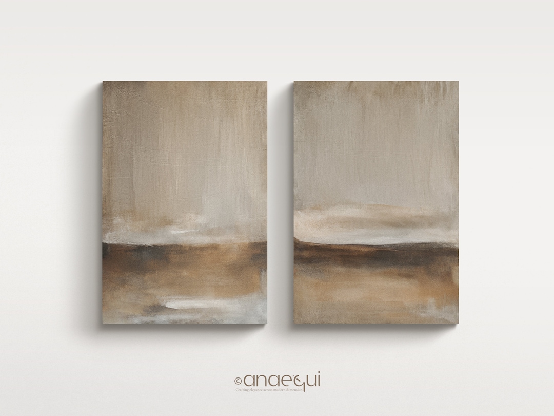 Modern Neutral Wabi Sabi Wall Art of 2 Organic Earthy Brown Taupe Print ...